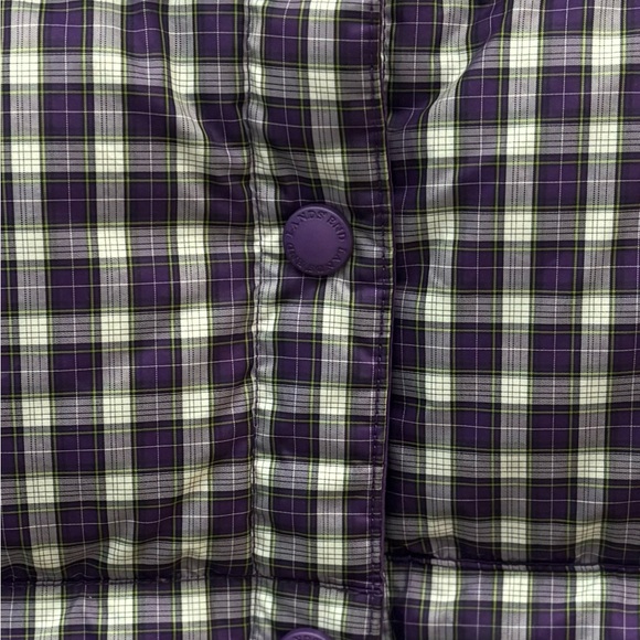 Lands' End Purple Plaid Puffer Vest-80% down, 20% feather fill-cabin core - Picture 4 of 7